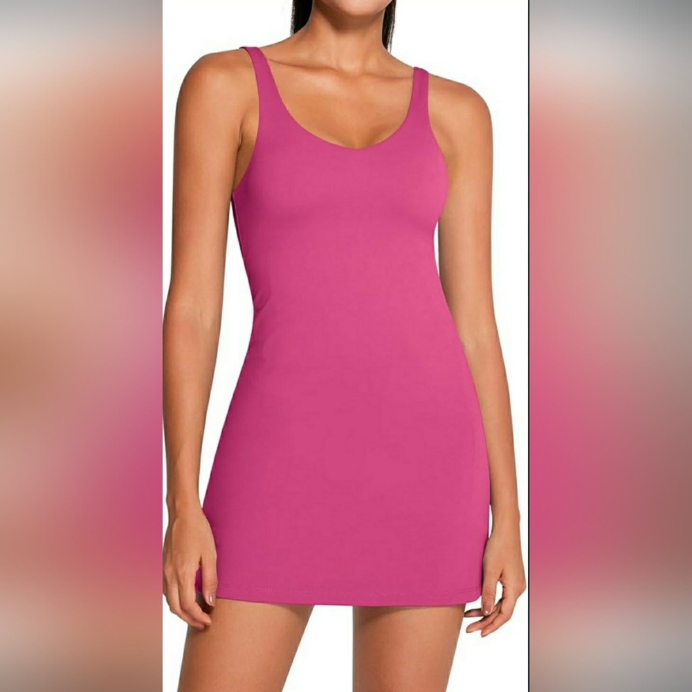 COLORSKIN | Women's Fandango Pink Tennis Dress w/ Built in Open Back Shorts